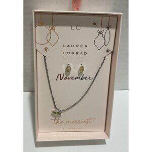 LC Lauren Conrad Birthstone Jewelry Set November  16” Necklace & Stud Earrings